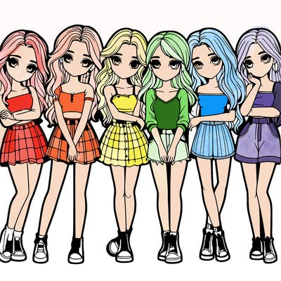 a group of girls realistic