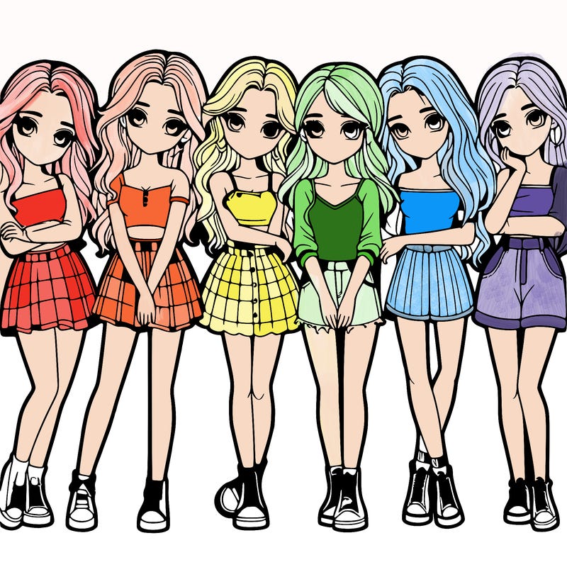 a group of girls realistic