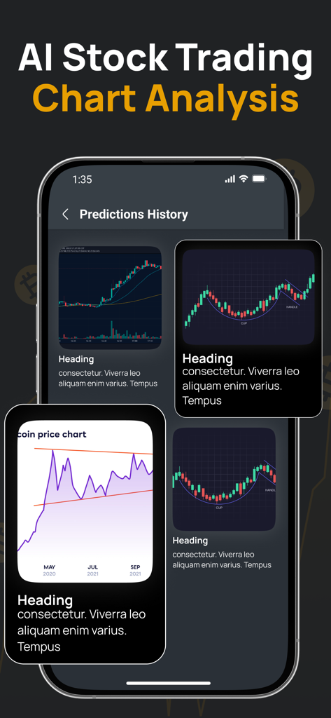 Chart AI: Data Stock Analysis - AI Stock Trading Chart Analysis showing predictions history on a mobile app