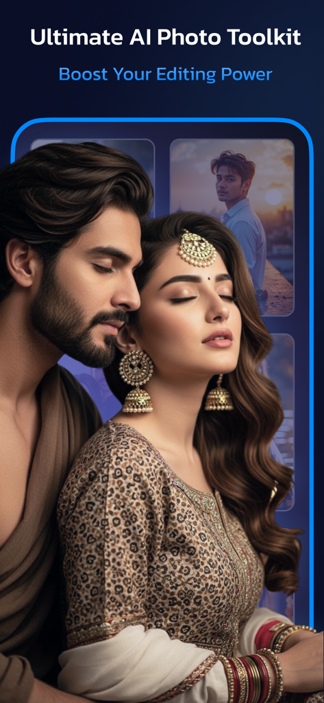 Cinematic AI photo of a couple on the Prompt App interface