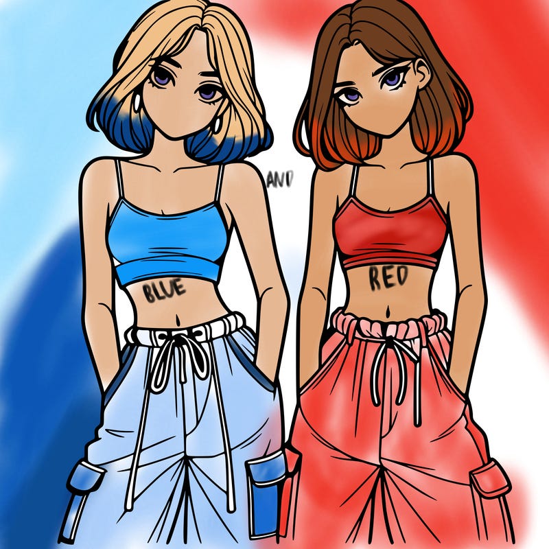 two girls with crop top with baggy pants