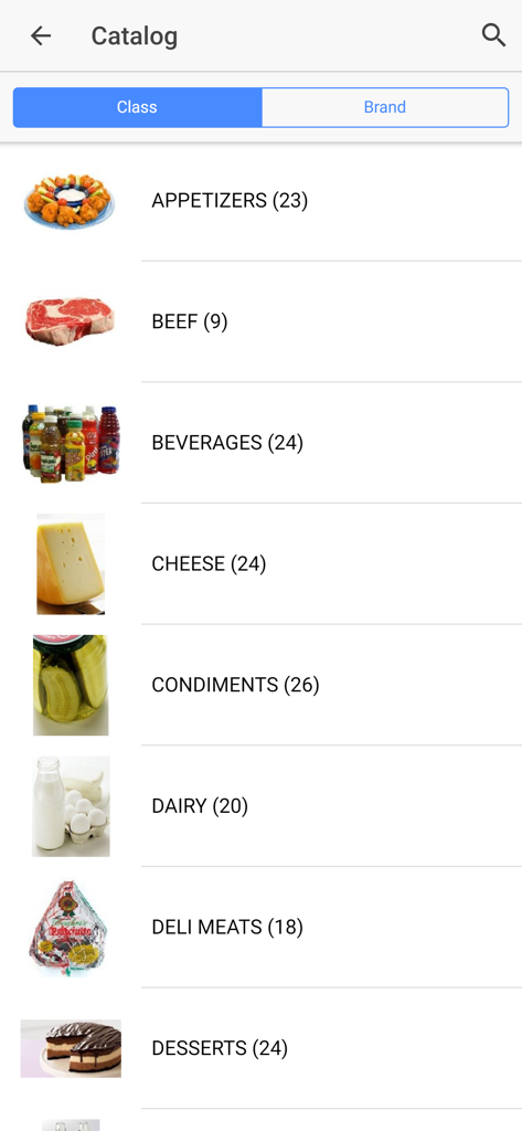 Viking Food Bermuda - Viking Food Bermuda mobile app catalog screen showing wholesale food categories including appetizers beef beverages and cheese