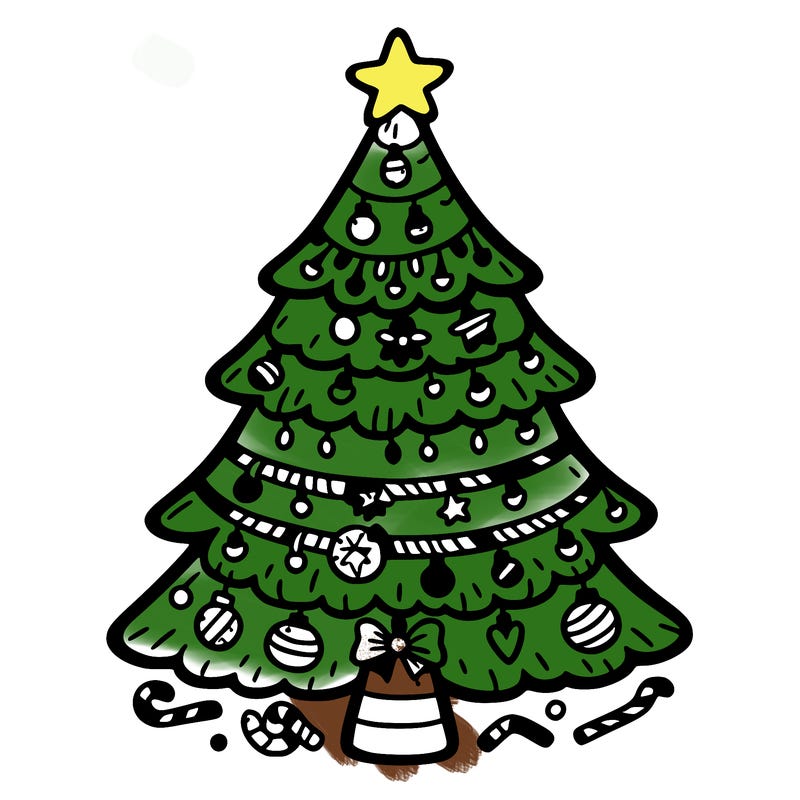 christmas tree with lots of details