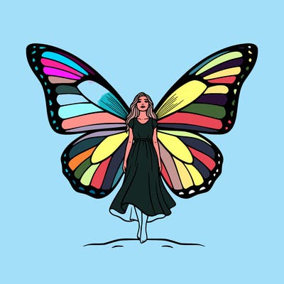 a dress  girl butterfly wings