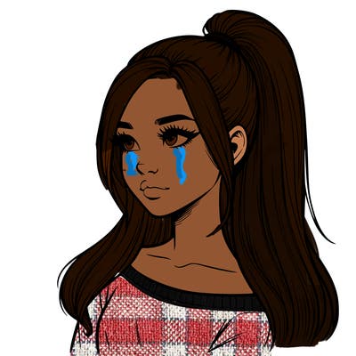 realistic girl with a high ponytail