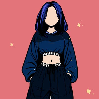 realistic girl faceless with baggy pants and a crop top
