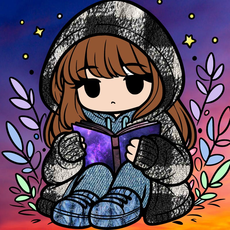 girl in oversized hoodie reading a book