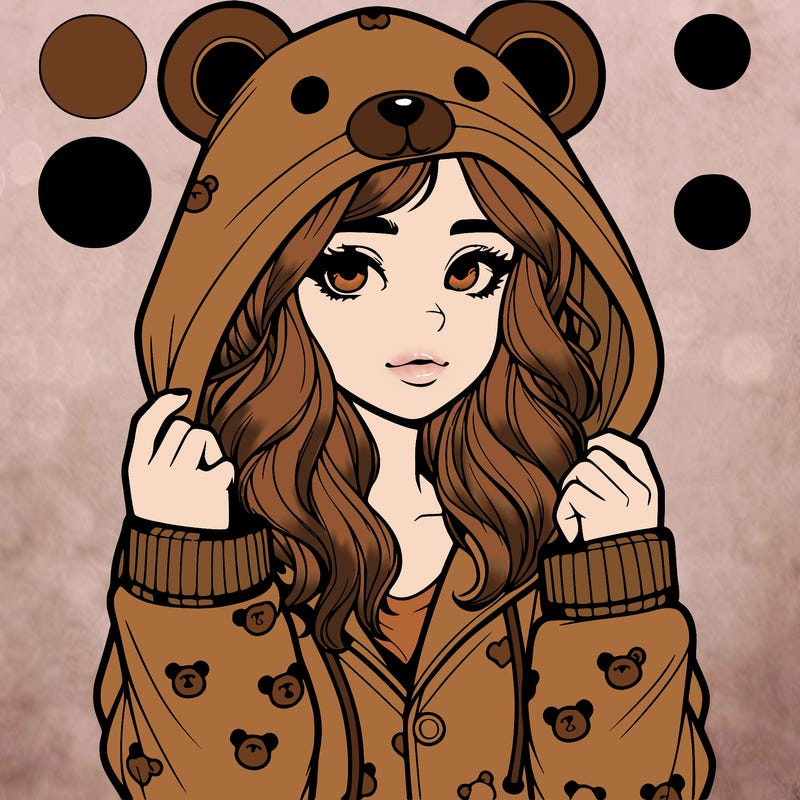 realistic girl in a animal pjs hoodie