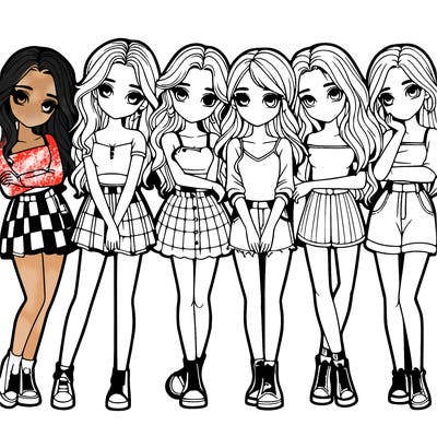 a group of girls realistic