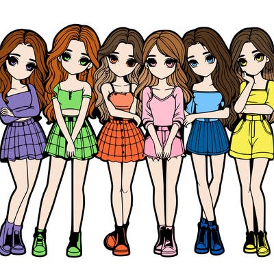 a group of girls realistic