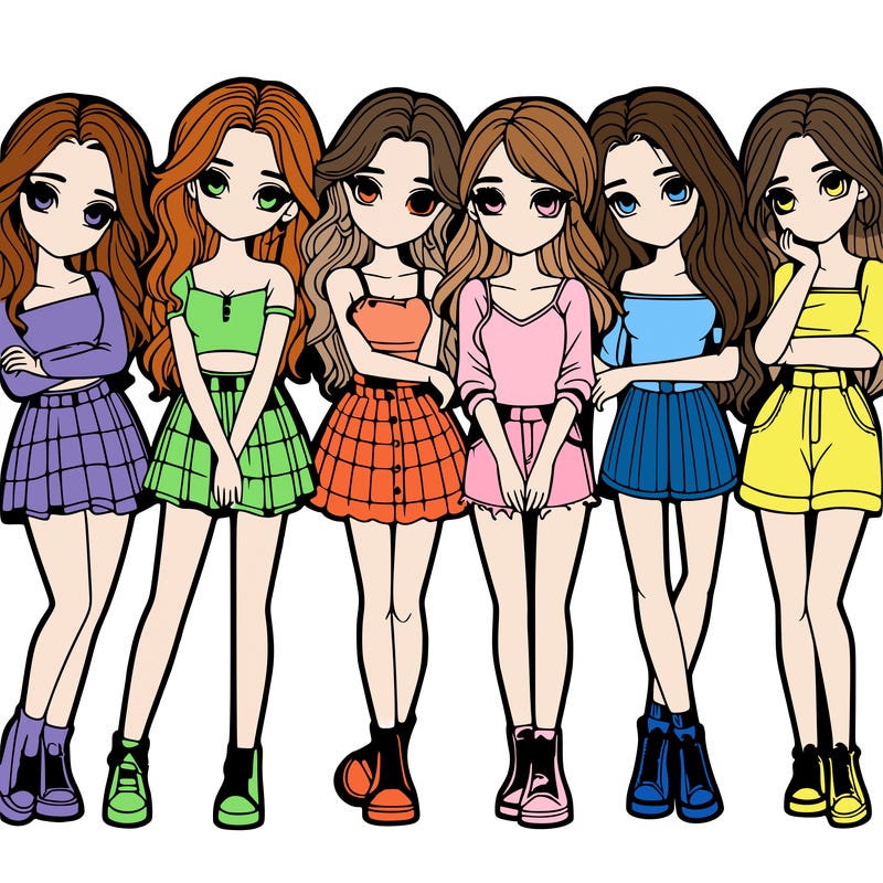 a group of girls realistic