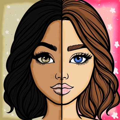 realistic girl split half