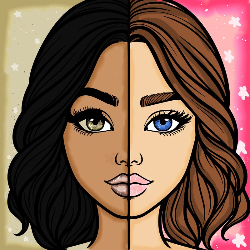 realistic girl split half