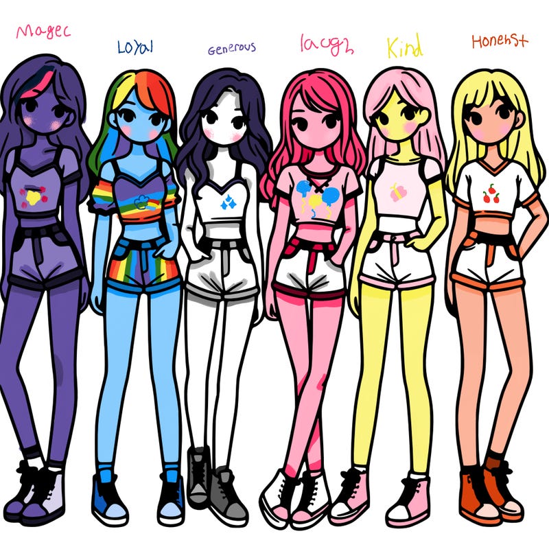 a group of girls wearing crop tops and shorts