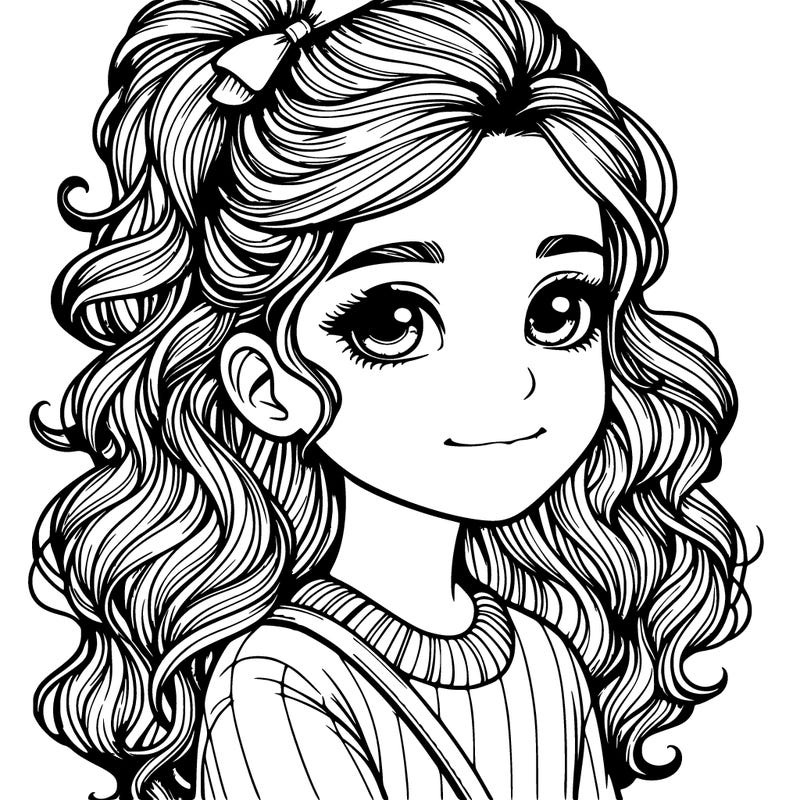 realistic 10 year old with wavy hair