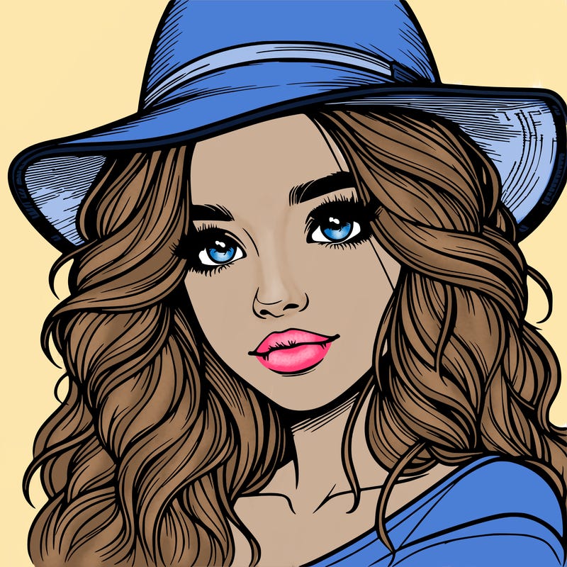 realistic girl with hat