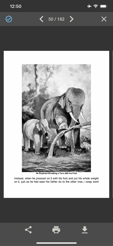 PDF to Image - JPG, PNG, HEIC - PDF to Image app interface showing a document page with an elephant illustration