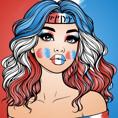 realistic girl with wavy hair and lips