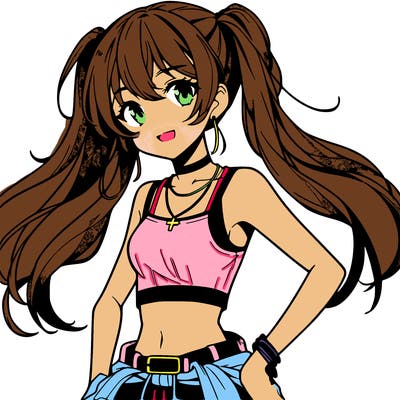 anime girl wearing crop top