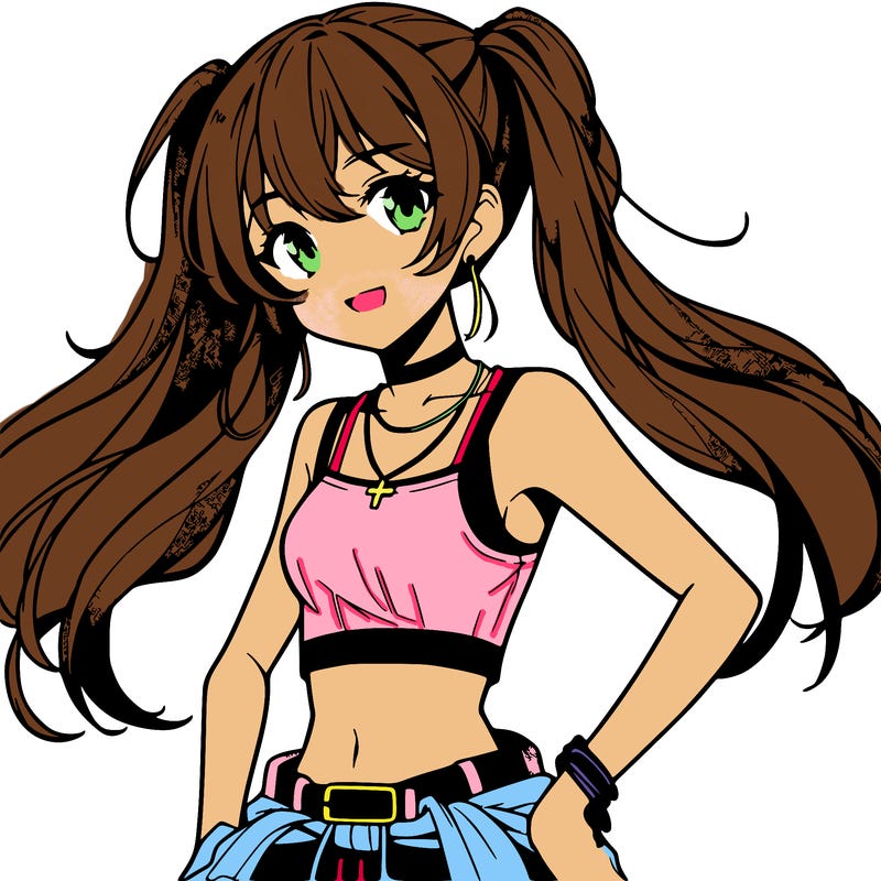 anime girl wearing crop top