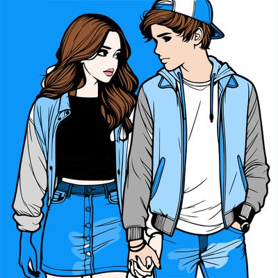 realistic teen couple holing hands