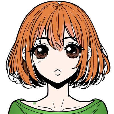 manga girl with short hair and lips