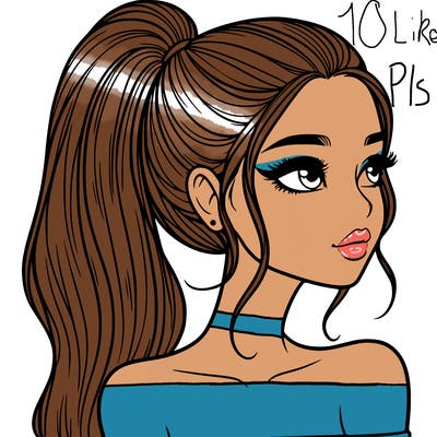 a beautiful and realistic girl with a high pony tail