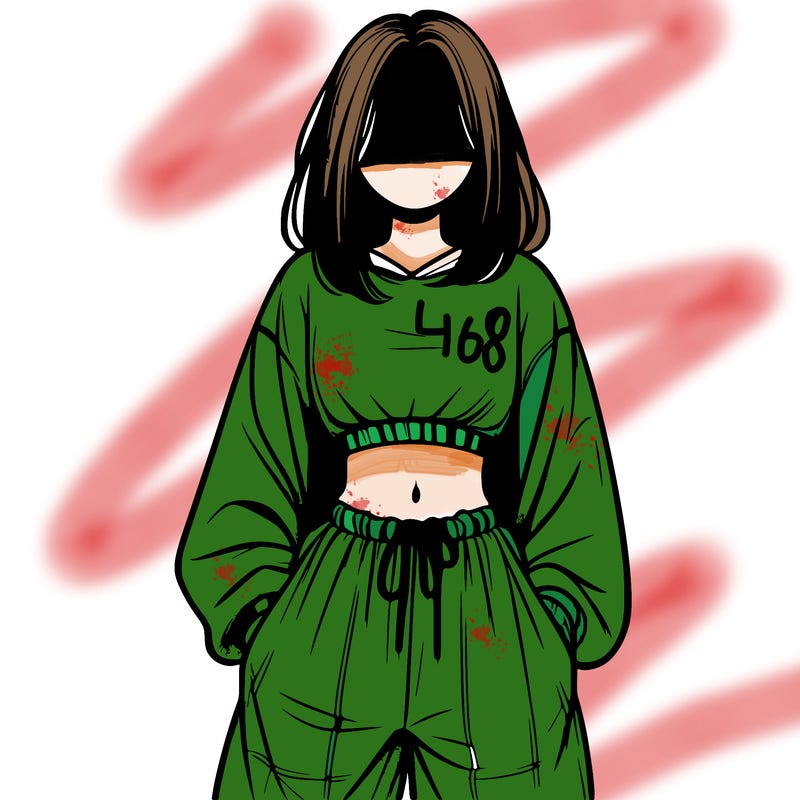 realistic girl faceless with baggy pants and a crop top