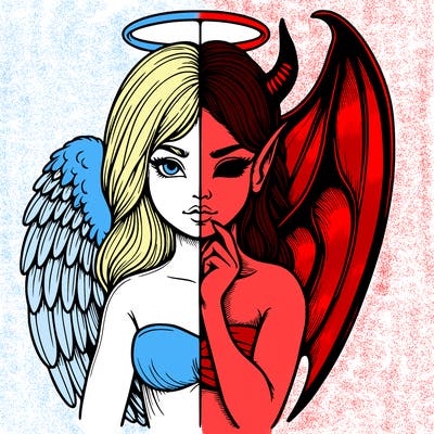 realistic angel half demon