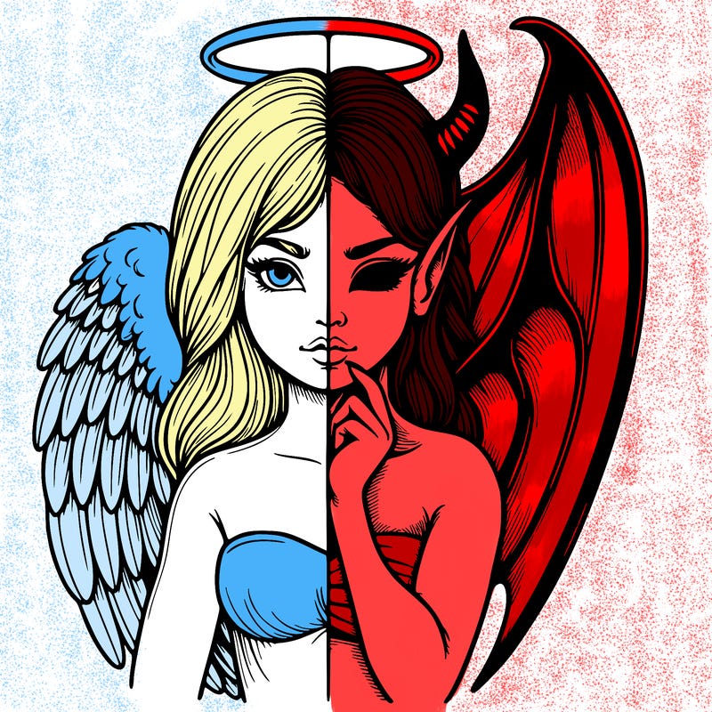 realistic angel half demon