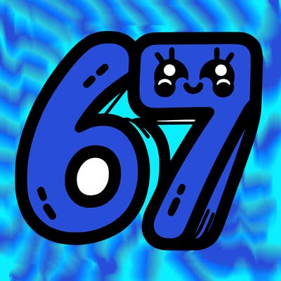 the numbers 67