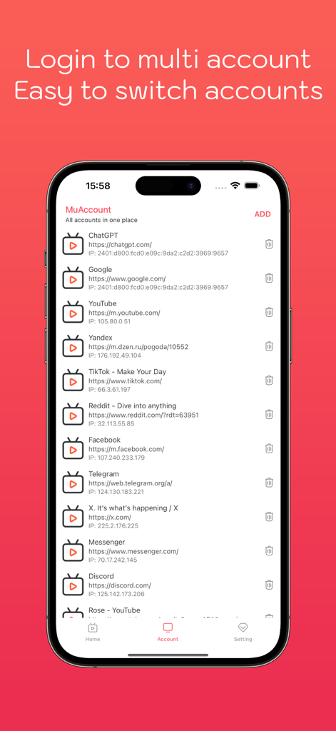 Music - Best music streaming - Captura de pantalla de la aplicación BeatNow que muestra una lista de cuentas de redes sociales y utilidades iniciadas para un cambio fácil.