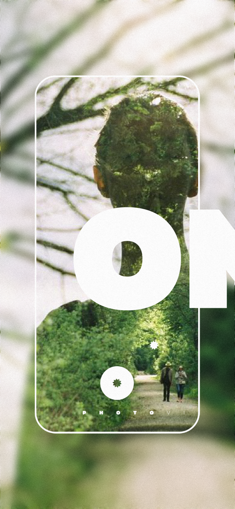 Foli: Dual Lens Camera Effects - A creative double exposure photo blending a person silhouette with a forest landscape in the Foli app