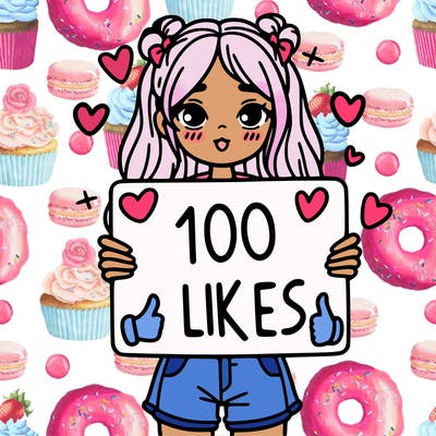 girl holding a sign saying 100 likes