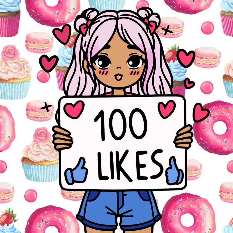 girl holding a sign saying 100 likes