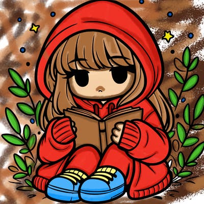 girl in oversized hoodie reading a book
