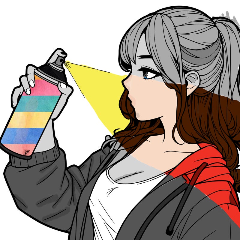 a realistic girl spray, painting