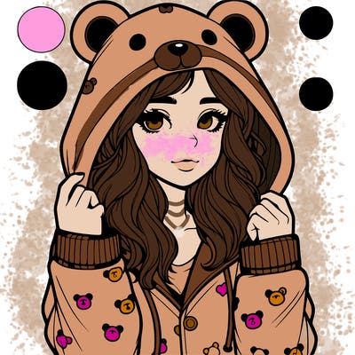 realistic girl in a animal pjs hoodie