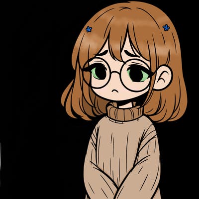 sad girl with glasses in a sweater