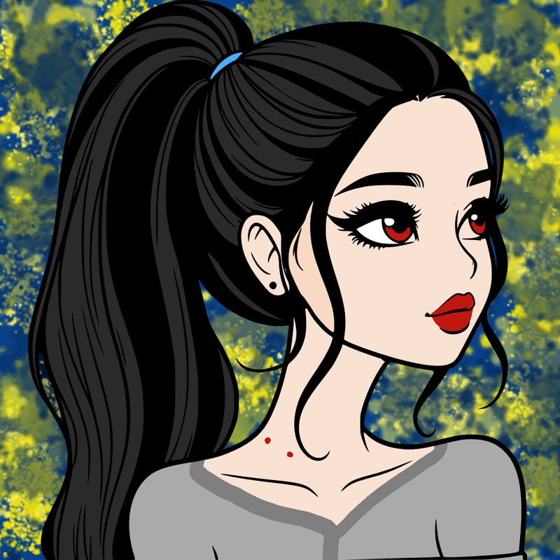 a beautiful and realistic girl with a high pony tail