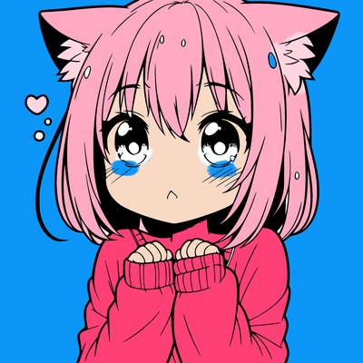 shy anime catgirl