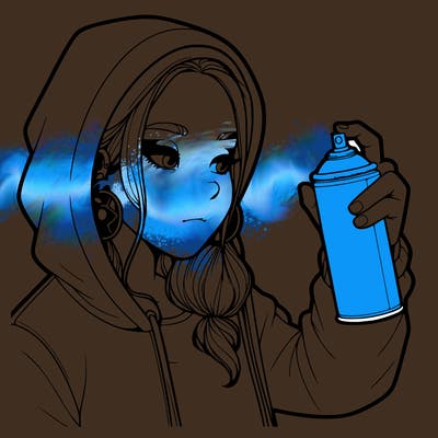 a realistic girl, spray painting