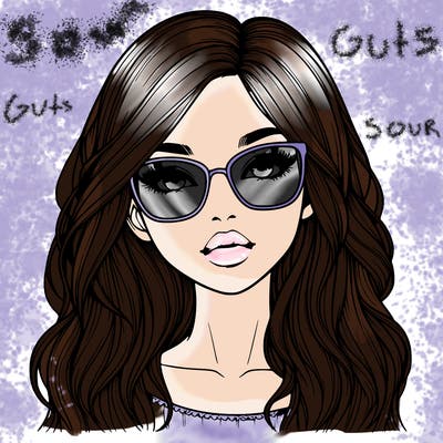 girl with long hair, glasses, lips and relastic