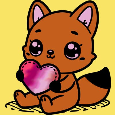 animal holding heart