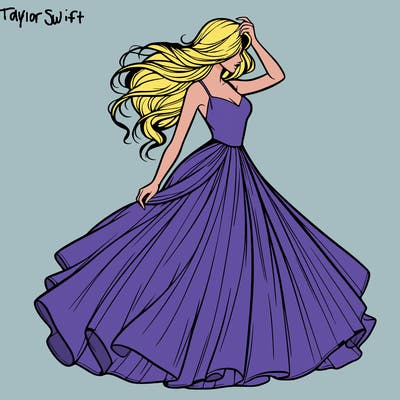 realistic woman with dress flowing in the wind