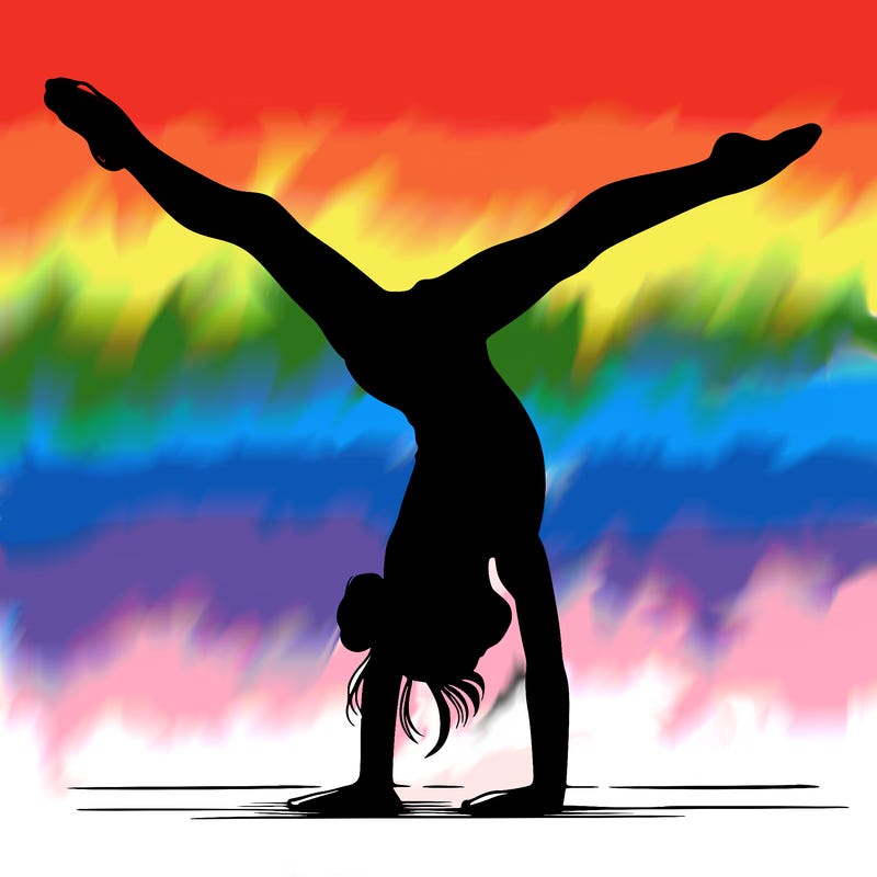 realistic gymnastic hand stand girl in four splits