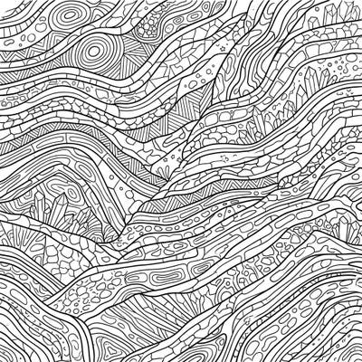 Immerse yourself in the captivating world of geology with this unique coloring template featuring intricate strata patterns. Discover the beauty of Earth's ancient formations and hidden mineral deposits as you bring them to life with color.