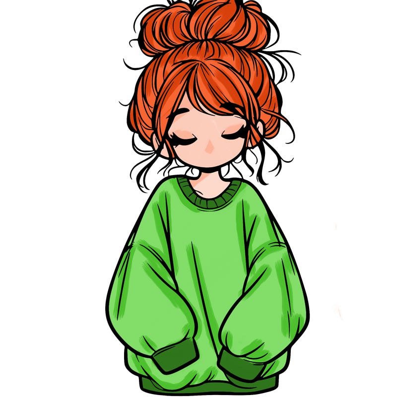 girl with baggy sweatshirt and messy bun