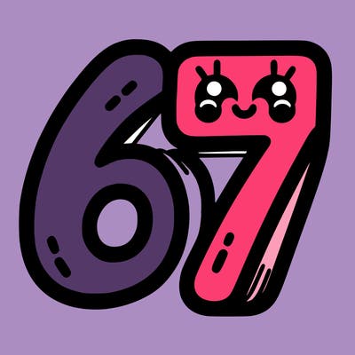 the numbers 67