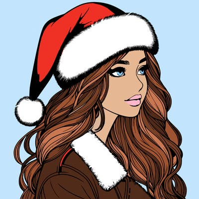 realistic girl in santa hat